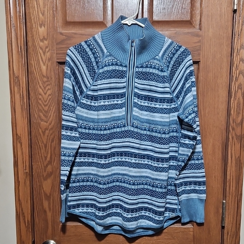 Blue Patterned Half-Zip Sweater NWT - image 1